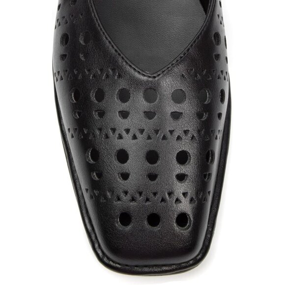 Women Slit-black Square Toe Comfortable Slip-On Lace-Up Loafers Summer Shoes - Picture 6 of 6